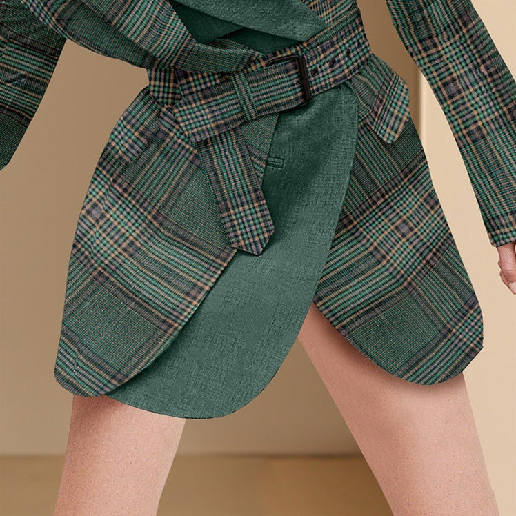 Veste Tailleur à Carreaux Européenne et Américaine