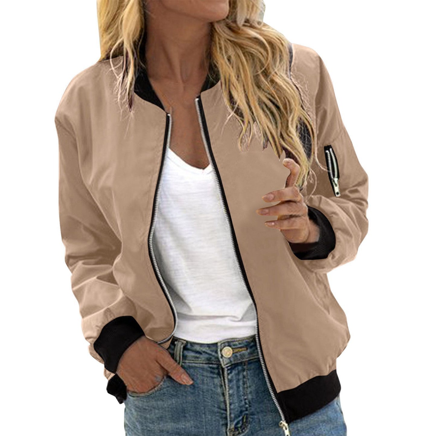 Veste Baseball Femme Zippée Unie