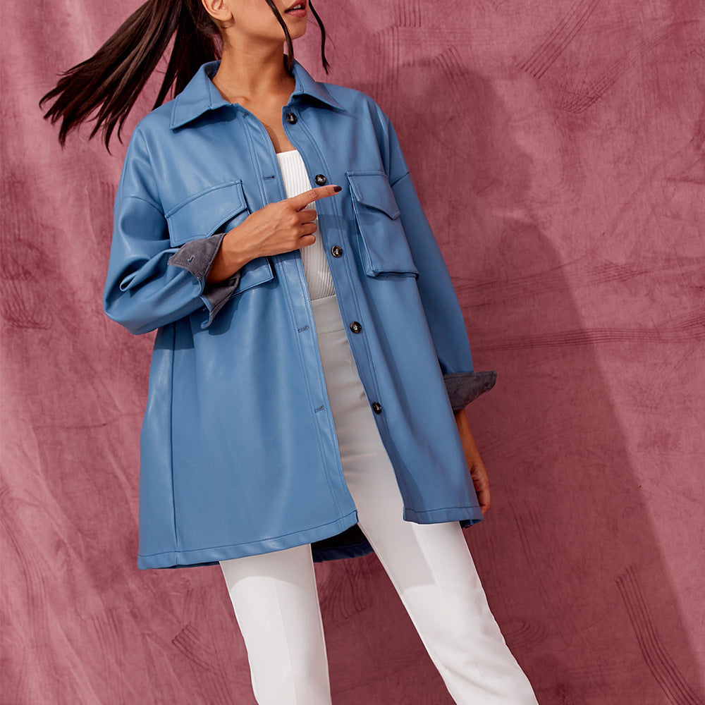 Robe Longue en Cuir à Dentelle et Taille Cintrée