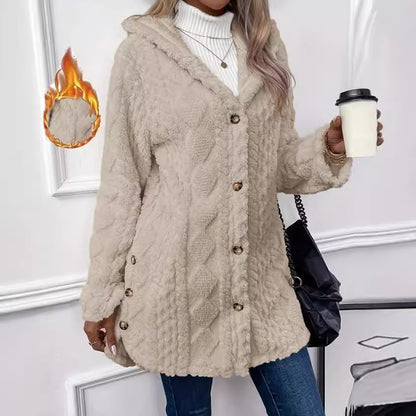 Manteau Long à Boutons et Capuche
