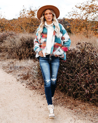 Style Rétro à Col Revers Imprimé