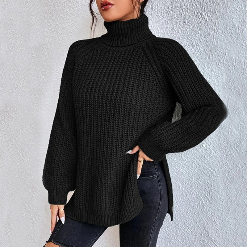 Pull Col Roulé avec Détail Fendu pour Femme