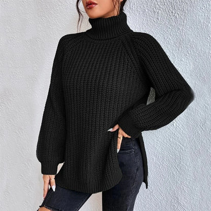 Pull Col Roulé avec Détail Fendu pour Femme