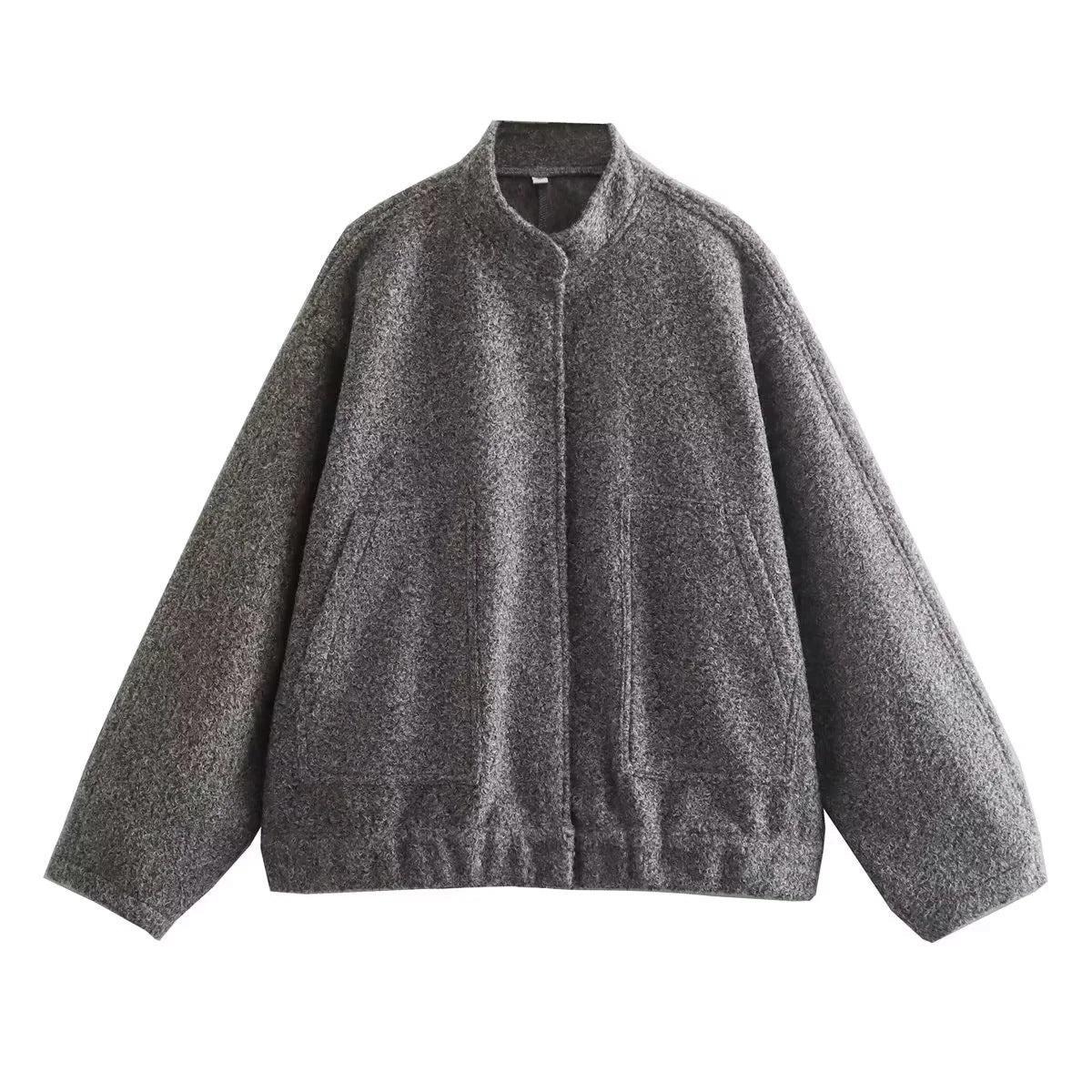Veste Pilote Décontractée à Col Montant et Boucle