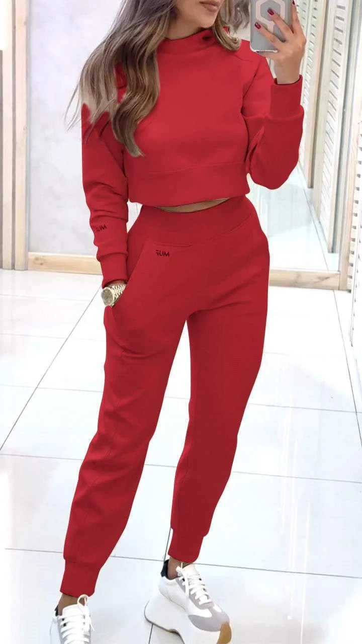 Ensemble Sport Chic à Col Montant et Pantalon Ajusté