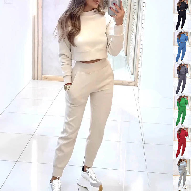 Ensemble Sport Chic à Col Montant et Pantalon Ajusté