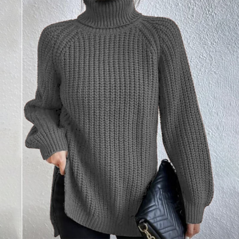 Pull Col Roulé avec Détail Fendu pour Femme