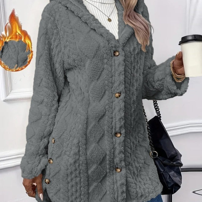 Manteau Long à Boutons et Capuche
