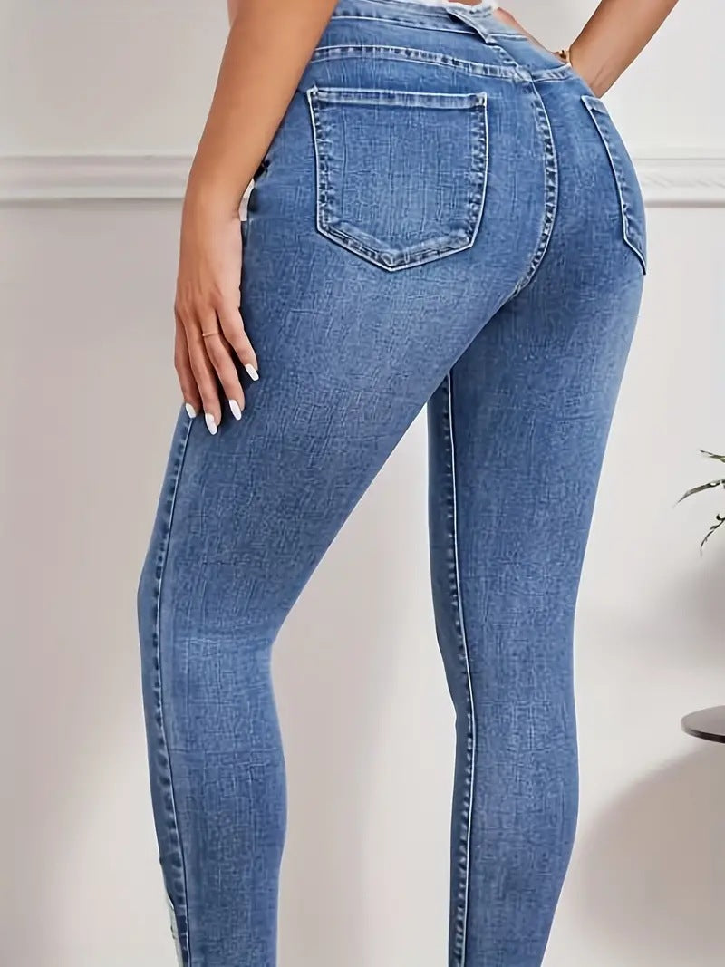 Pantalon en denim taille haute pour femme