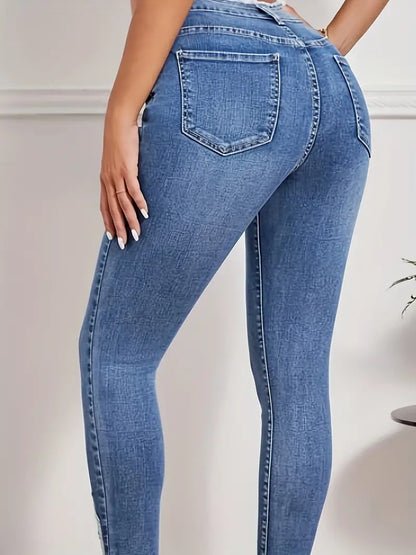 Pantalon en denim taille haute pour femme