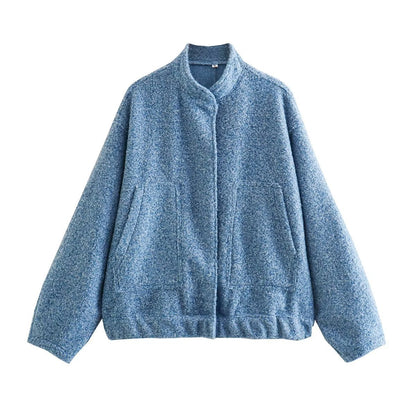 Veste Pilote Décontractée à Col Montant et Boucle