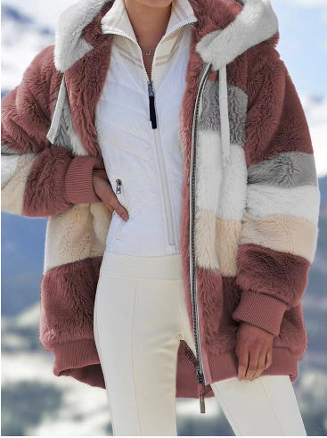 Veste à Capuche Multicolore en Peluche