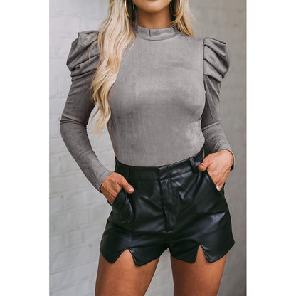 Combinaison Ajustée en Suédine à Manches Gigot