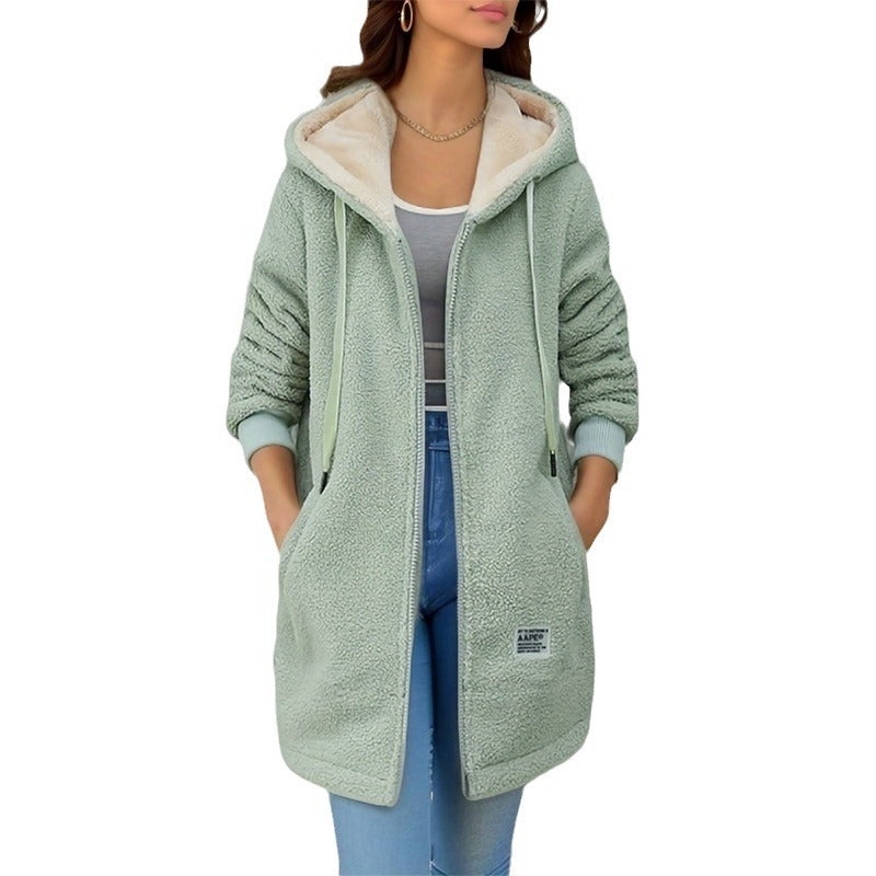 Hoodie Mi-Long en Cachemire Doublé Fleece