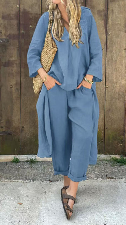 Ensemble Loose Col V avec Poches