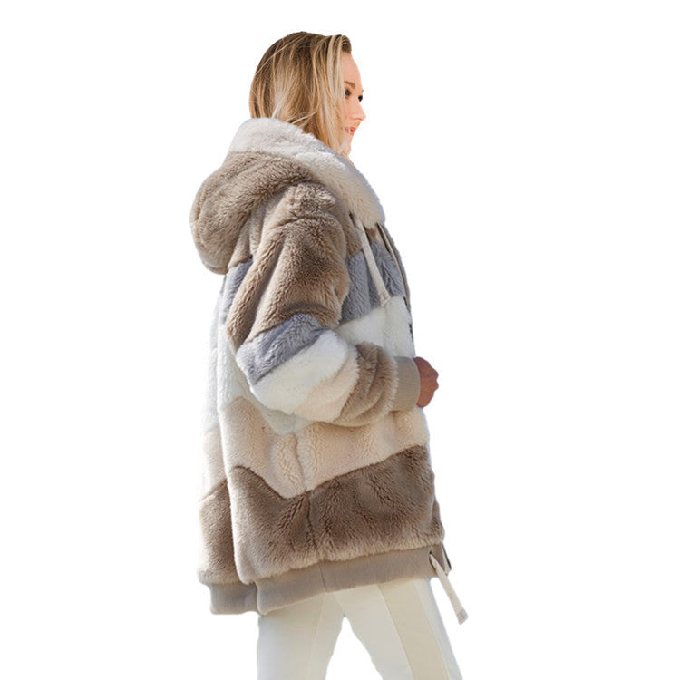 Veste à Capuche Multicolore en Peluche