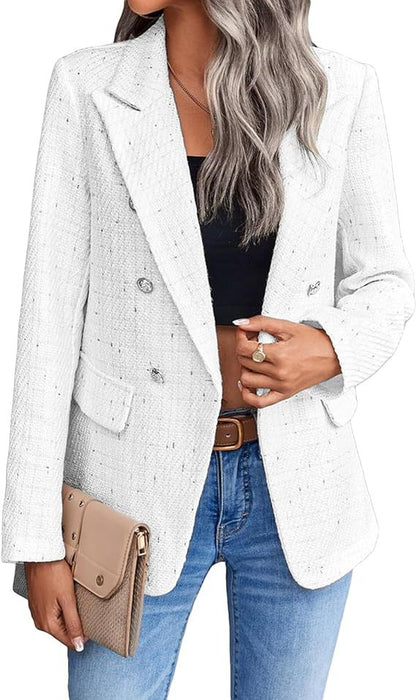 Blazer Élégant en Tweed avec Poches Stylées