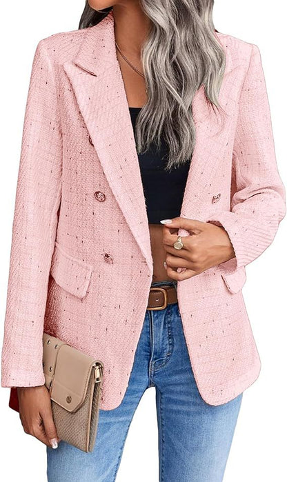 Blazer Élégant en Tweed avec Poches Stylées