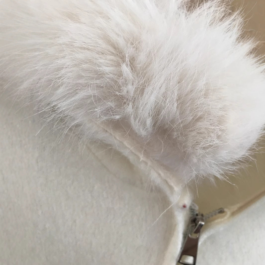 Cardigan Élégant à Capuche et Col Fourrure