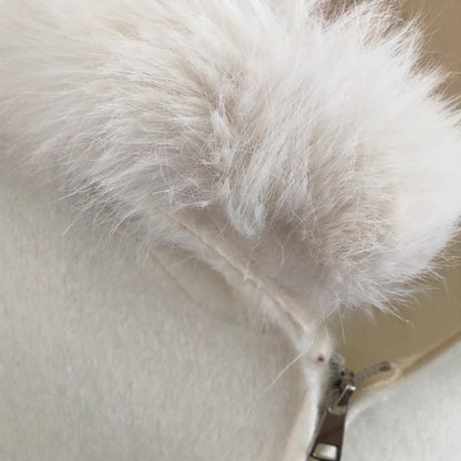 Cardigan Élégant à Capuche et Col Fourrure