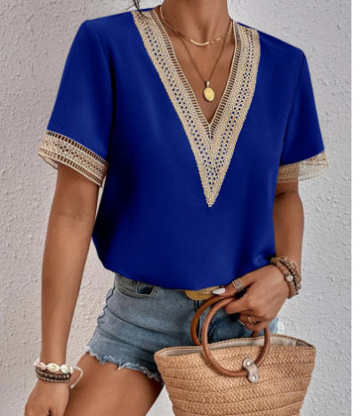 Top Loose en Dentelle à Col V