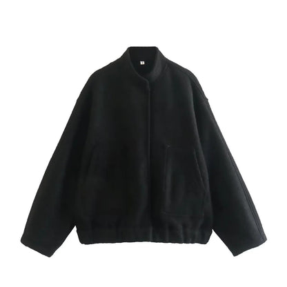 Veste Pilote Décontractée à Col Montant et Boucle