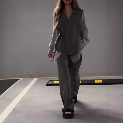 Ensemble Élégant en Chiffon Patchwork