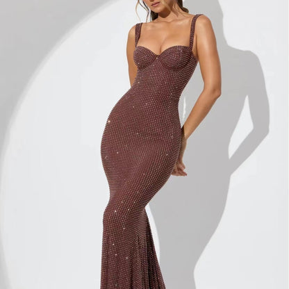 Robe Slim à Strass Élégante pour Femme