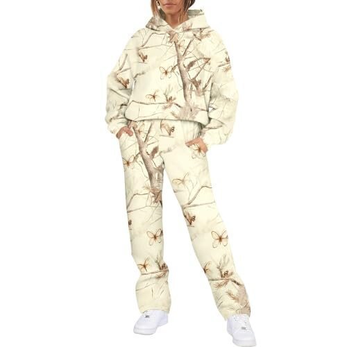 “Ensemble Sport Femme à Capuche Camouflage Feuilles
