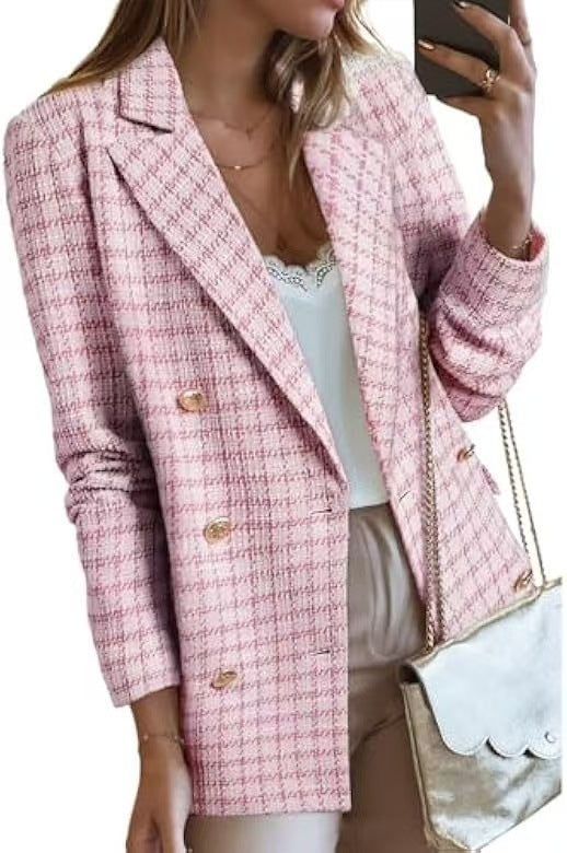 Blazer Élégant en Tweed avec Poches Stylées