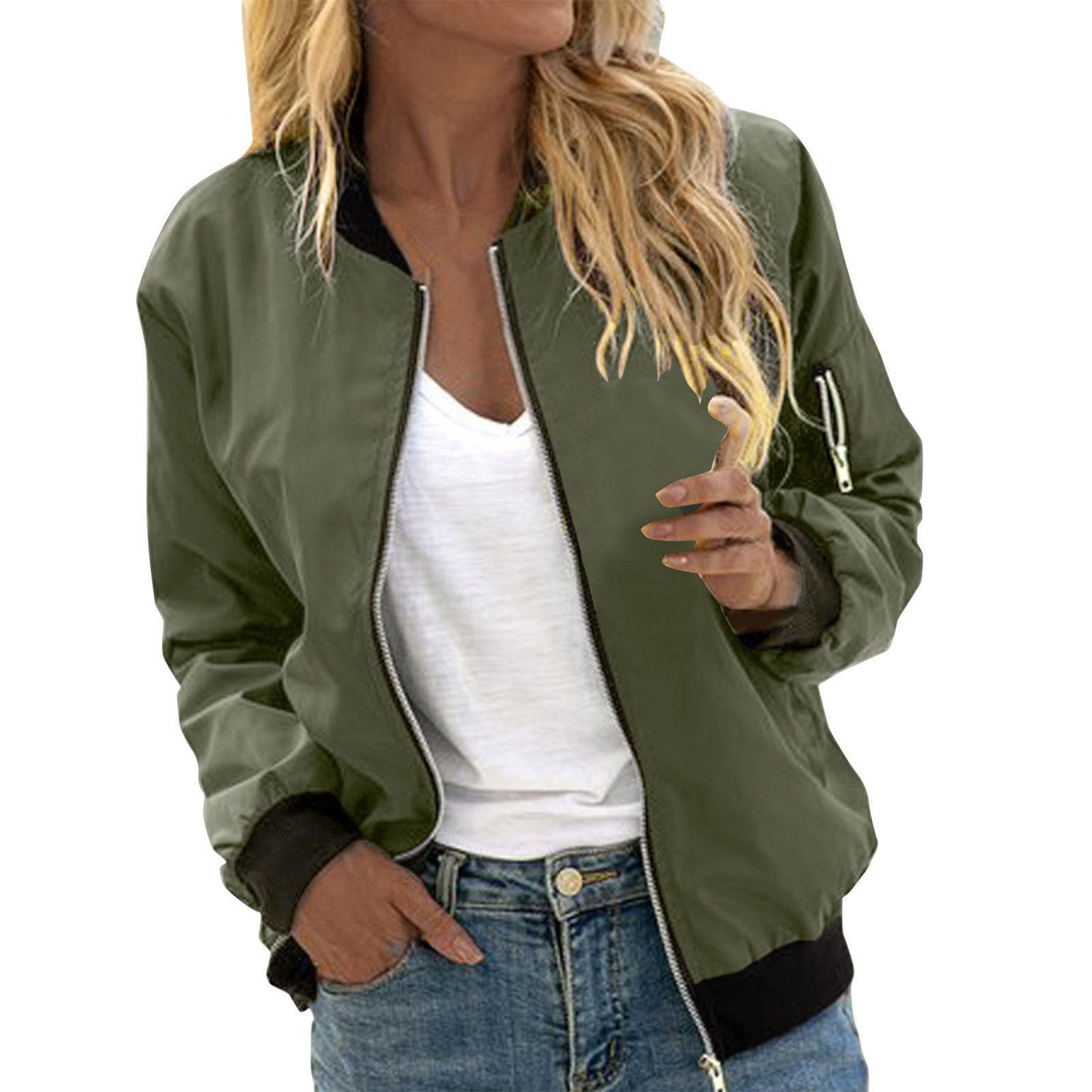 Veste Baseball Femme Zippée Unie