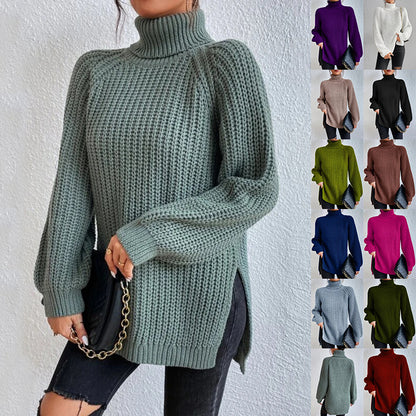 Pull Col Roulé avec Détail Fendu pour Femme