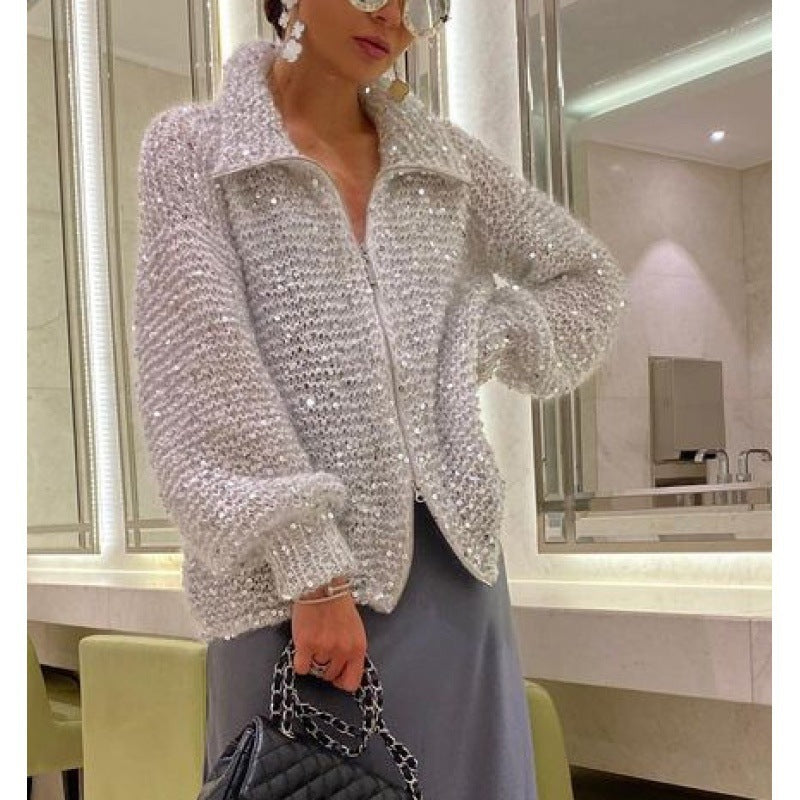 Cardigan en Maille avec Sequin