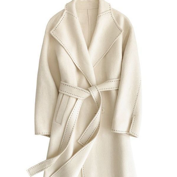 Manteau Long en Laine Ceinturé