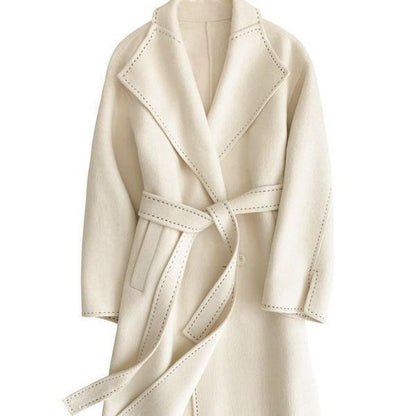Manteau Long en Laine Ceinturé