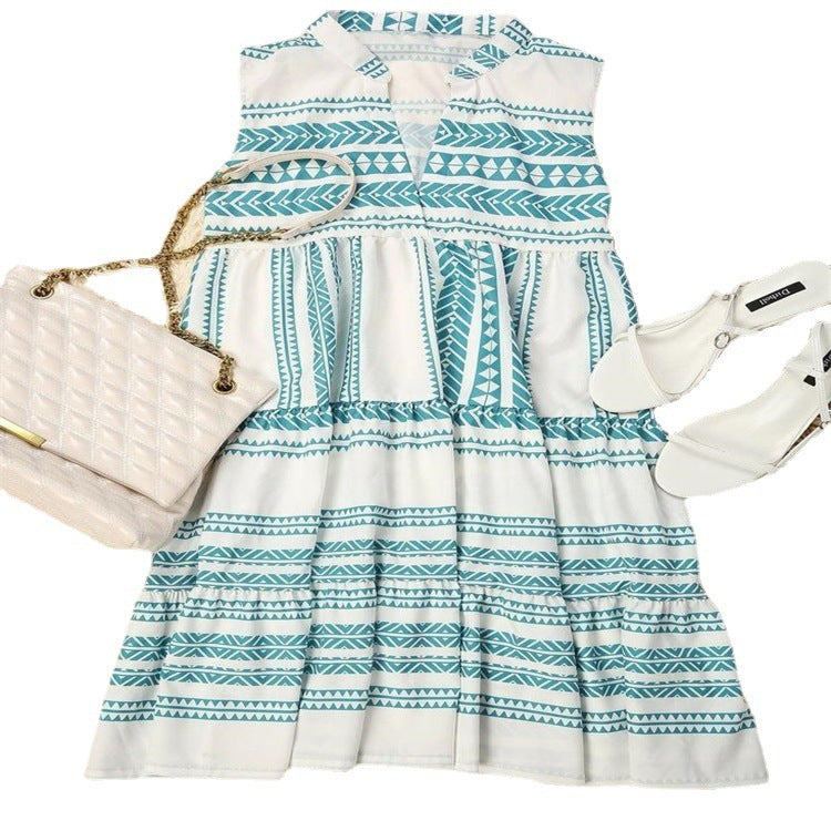 Robe Sans Manches à Imprimé Élégant