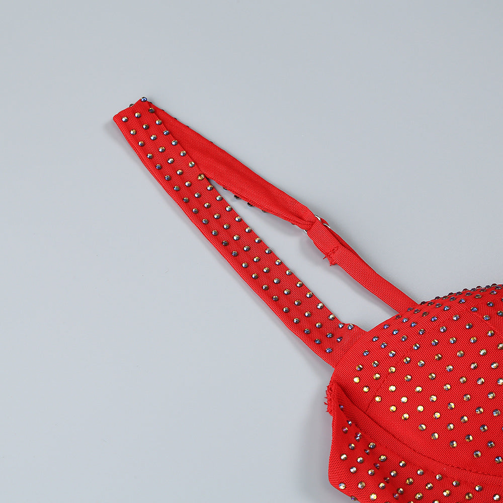 Robe Slim à Strass Élégante pour Femme