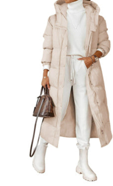 Veste Longue Femme à Capuche en Coton Matelassé