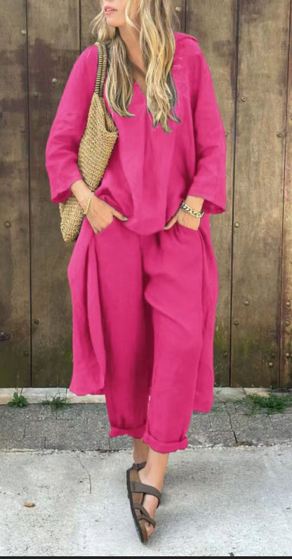 Ensemble Loose Col V avec Poches