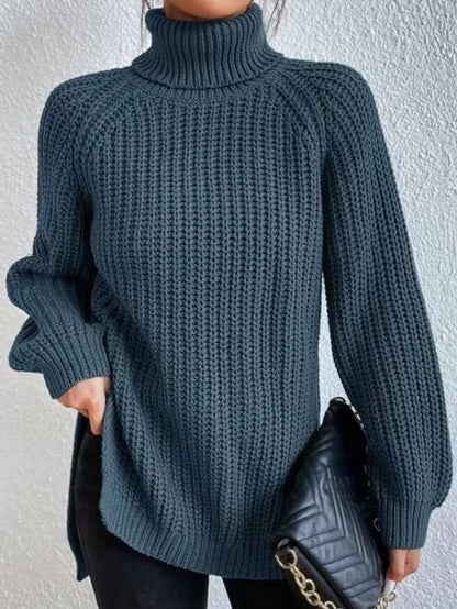 Pull Col Roulé avec Détail Fendu pour Femme