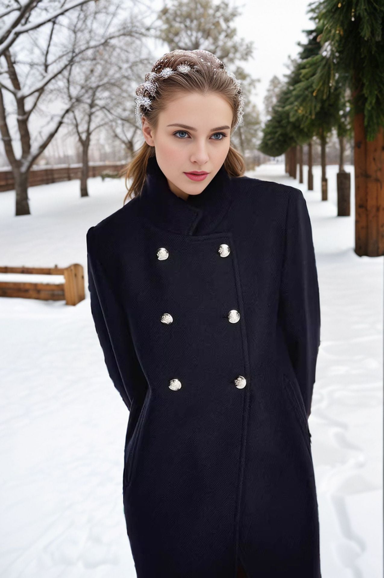 Manteau en laine élégant et ajusté pour femme