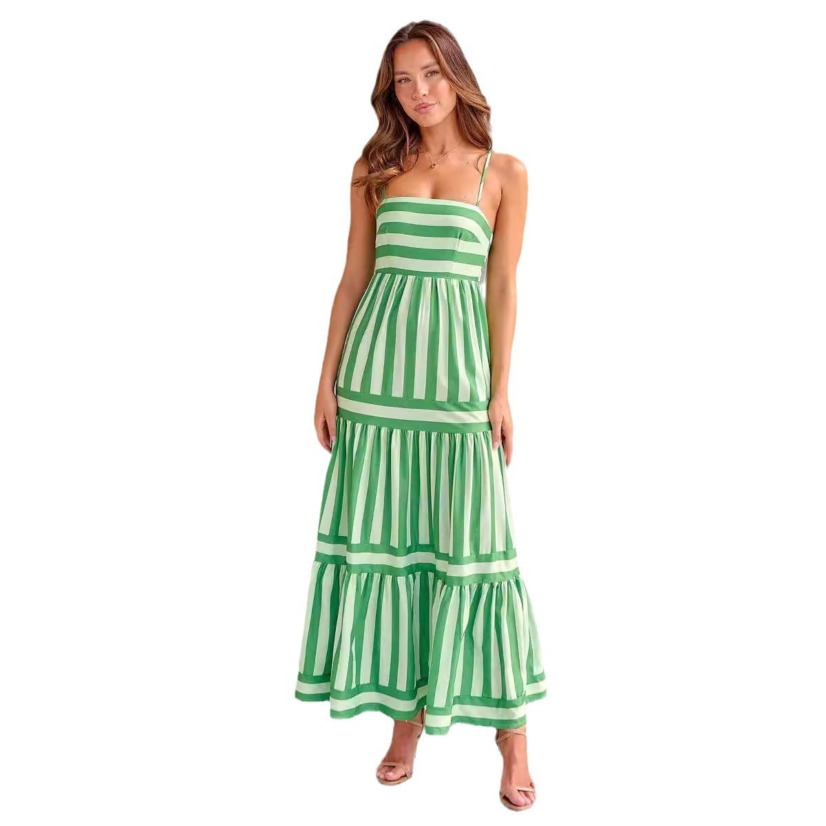 Robe Longue à Rayures Élégante avec Poches