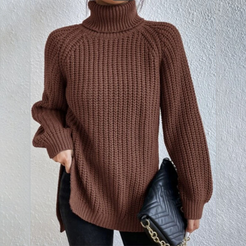 Pull Col Roulé avec Détail Fendu pour Femme