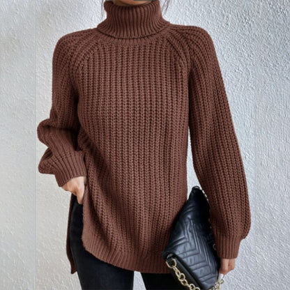 Pull Col Roulé avec Détail Fendu pour Femme