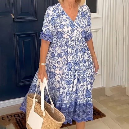 Robe Longue Imprimée Fleurie Tie