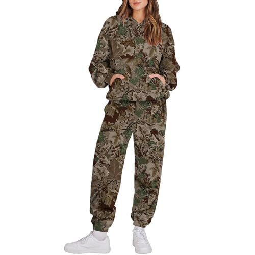 “Ensemble Sport Femme à Capuche Camouflage Feuilles
