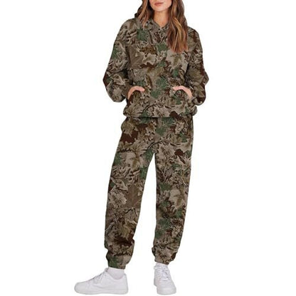 “Ensemble Sport Femme à Capuche Camouflage Feuilles