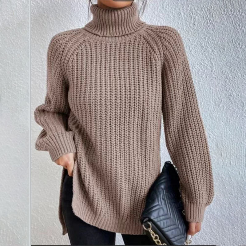 Pull Col Roulé avec Détail Fendu pour Femme