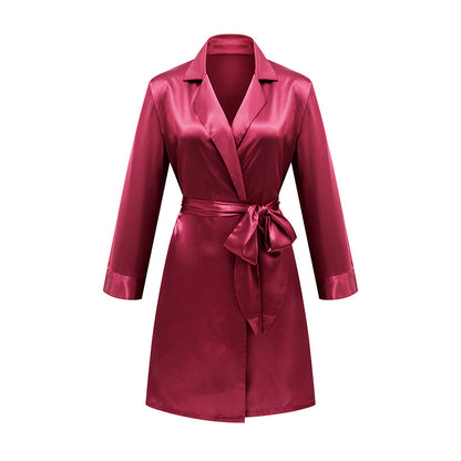Peignoir en Satin Français avec Lacets