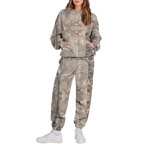 “Ensemble Sport Femme à Capuche Camouflage Feuilles